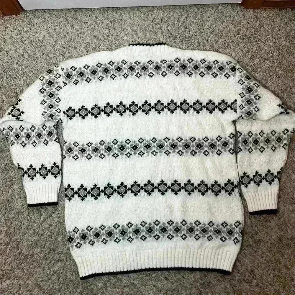 Vintage Nan Dorsey Cable Knit Sweater Made In USA Women Large Cream Heavy Warm - Picture 5 of 6